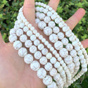 Natural Magnesite Imitated White Howlite Gemstone Round Beads, 12mm, Hole ID 1.1mm, 30 Inch, About 66pcs Beads, GR-F12
