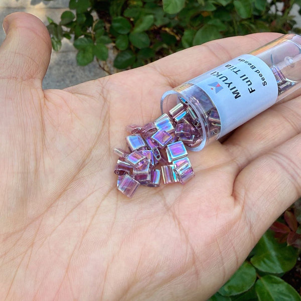 10g Miyuki Full Tila Square Seed Beads 5x5mm, Rainbow Light Amethyst (TL-256)