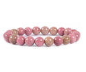 1 Strand Stretch Natural Pink Rhodonite Beaded Gemstone Bracelet, 8mm Bead, Length Selections: 7 inch/7.5 inch/8 inch/8.5 inch