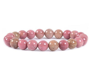 1 Strand Stretch Natural Pink Rhodonite Beaded Gemstone Bracelet, 8mm Bead, Length Selections: 7 inch/7.5 inch/8 inch/8.5 inch
