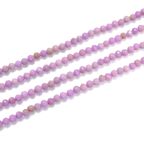 Natural Purple Phosphosiderite Gemstone Tiny Small Faceted Round Beads, 3mm, Hole ID 0.6mm, 15 Inch/1 Strand, GK3-25