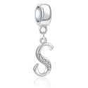 1pc 925 Sterling Silver Letter S, Alphabet Charm Pendant Drop, 18mm Long, Hole ID 4.5mm, EC3-A19