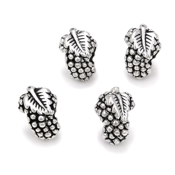 20pcs Cute Grape Large Hole Beads, Hole ID 4.5mm, Antique Silver, Zinc Alloy Metal, MEC-F9