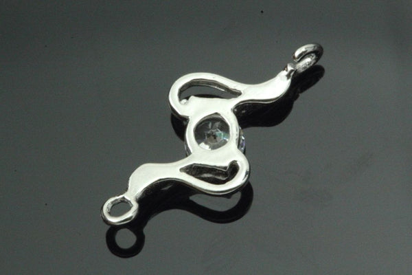 4pcs 925 Sterling Silver Fancy Earring Jewelry Connectors, Cubic Zirconia CZ, Tarnish Resistant Rhodium Plated,19x9mm, SS37