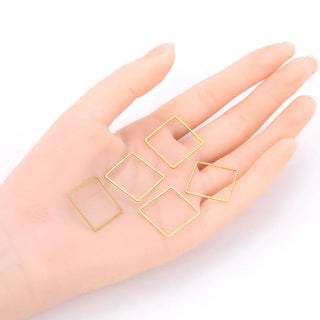 50pcs Raw Brass Square Beading Hoops, Open Back Bezel Frame, Unplated/Uncoated, 0.8mm/20 Gauge, Size Selections: 12mm/16mm/20mm