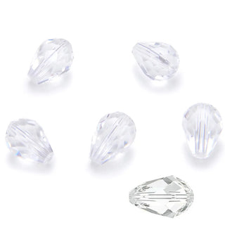 24pcs Adabele Austrian Faceted Teardrop Crystal Beads #5500, Crystal Clear, 8mm x 6mm, Hole ID 1mm, SST-801