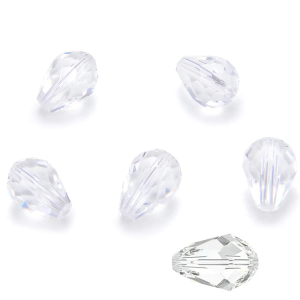 24pcs Adabele Austrian Faceted Teardrop Crystal Beads #5500, Crystal Clear, 8mm x 6mm, Hole ID 1mm, SST-801