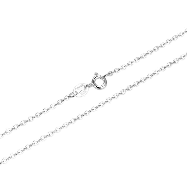 1pc 925 Sterling Silver Diamond Cut Flat Cable Link Chain Necklace, Tarnish Resistant Rhodium Plated, 1mm, Thin Small, Length Selections: 16 inch/18 inch