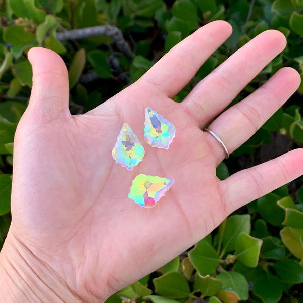 20pcs Creative Club Faceted Crystal Glass Baroque Chandelier Pendant Drops, April Clear AB Birthstone, 22x13mm Large, Hole ID 1mm, CCF-2