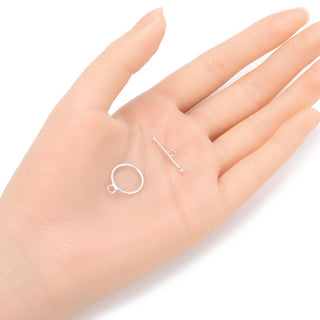 2 Sets 925 Sterling Silver Round Toggle Clasps, T-Bar Jewelry Closure, Size Selections: 10mm/12mm/15mm
