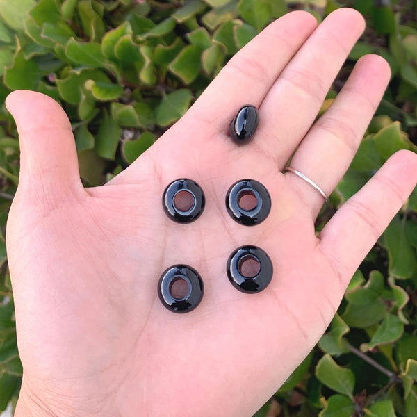 10pcs Natural Black Agate Gemstone Donut Rondelle Beads,14x8mm, Hole ID 5.6mm, GW-A13