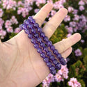 1 Strand Stretch Natural Grade A Purple Amethyst Beaded Gemstone Bracelet, 8mm Bead, Length Selections: 7 inch/7.5 inch/8 inch/8.5 inch