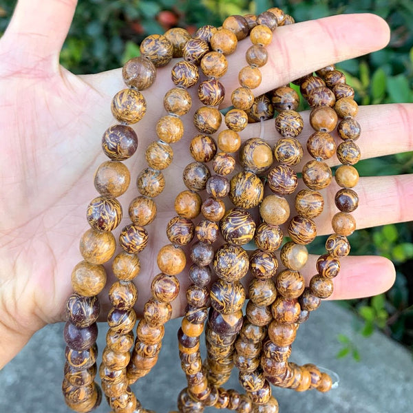 Natural Golden Tiger Skin Jasper Gemstone Round Beads, 1 Strand/15 Inch, Size Selections: 6mm/8mm/10mm