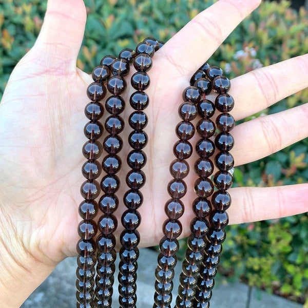 Natural Smoky Quartz Gemstone Round Beads, 15 Inch/1 Strand, Size Selections: 4mm/6mm/8mm/10mm