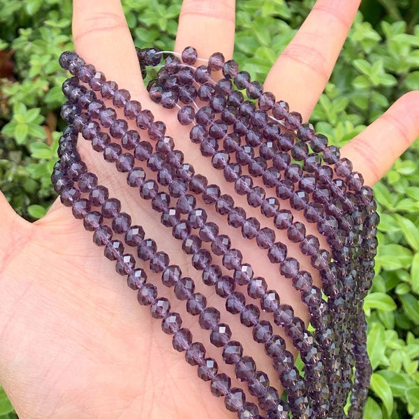 500pcs Creative Club Faceted Rondelle Crystal Glass Beads, Amethyst Purple, 6x4mm, Hole ID 1mm, CCR627