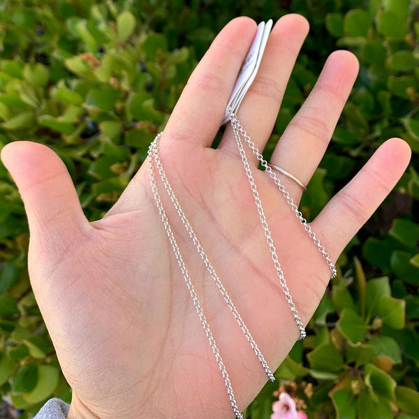 1pc 925 Sterling Silver Rolo Link Chain Necklace, Tarnish Resistant Rhodium Plated, 2mm, Length Selections: 16/18/20/26/28 inch