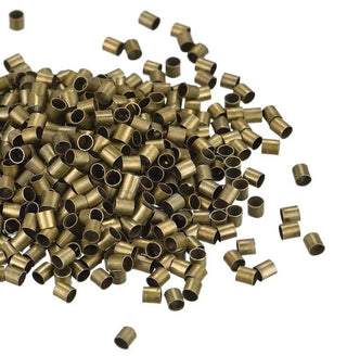 500pcs Small Tiny Crimp Tubes, Antique Bronze Plated Brass, Size Selections: 2x2mm, 3x2mm, 3x3mm