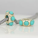 1pc Solid 925 Sterling Silver Turquoise Flower Bead Charm, Compatible with Pandora All Other Charm Bracelet, EC637