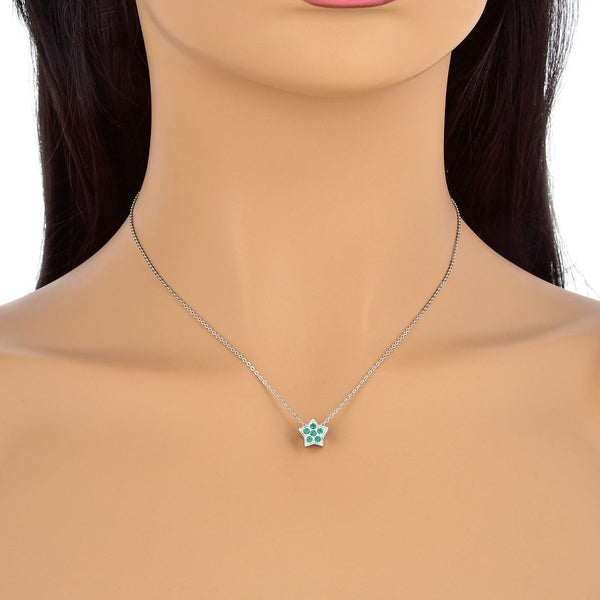 1pc 925 Sterling Silver Star Charm May Birthstone Bead Charm, Green Emerald Cubic Zirconia CZ, 10x9.5mm, Hole ID 4.5mm, EC1-K5