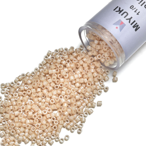 7.5g Miyuki Delica 11/0 Seed Beads Opaque Glazed Luster Light Caramel DB205