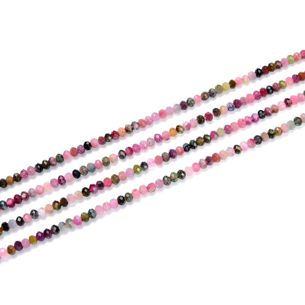 Natural Pink Tourmaline Gemstone Tiny Small Faceted Rondelle Beads, 4x3mm, Hole ID 0.65mm, 15 Inch/1 Strand,  GK-B1