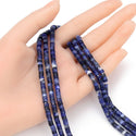 Natural Blue Sodalite Gemstone Heishi Tube Rondelle Beads, 4x2mm/Small, Hole ID 0.9mm, 14.5 Inch/1 Strand, GH-C25