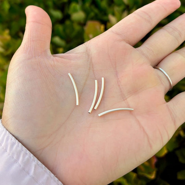 5pcs Real 1/20 14K Gold Filled Curved Noodle Tubes, Hole ID 1.2mm, Length Selections: 20mm/25mm/30mm