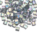 10g Miyuki Full Tila Square Seed Beads 5x5mm, Rainbow Luster Dark Grey TL2440D