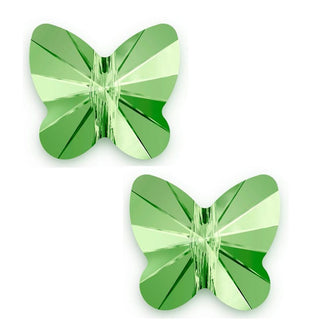 20pcs Creative Club Butterfly Crystal Glass Beads #5754, Center Drilled, August Peridot Green Birthstone, 10mm, Hole ID 1mm, CCBF-16