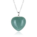 1pc You Are My Only Love Necklace, Natural Green Aventurine Gemstone Large Heart Pendant, 18 Inch Surgical Stainless Steel Chain, GGP8-3