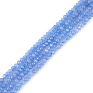 Natural Aquamarine Blue Quartz Gemstone Faceted Rondelle Beads, 4x2mm/Small, Hole ID 0.9mm, 14 Inch/1 Strand, GH1R-14