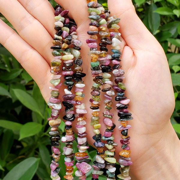 Natural Multi Colors Tourmaline Gemstone Chip Beads, Free Form, 5mm-8mm, Hole ID 1mm, 1 Strand/31 Inch, GZ1-11