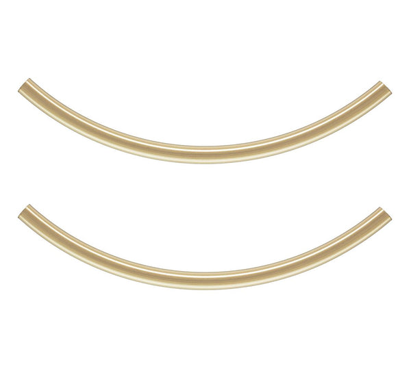 5pcs Real 1/20 14K Gold Filled Curved Noodle Tubes, Hole ID 1.5mm, Length Selections: 20/25/30/35/40mm