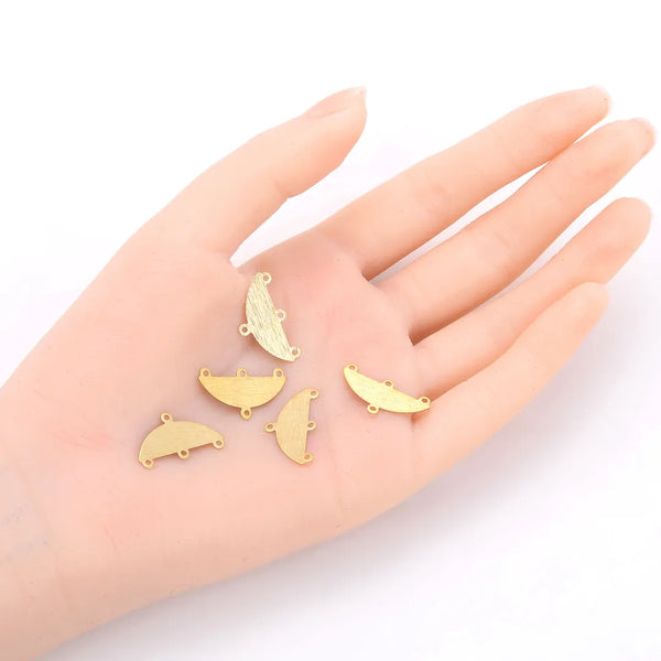 20pcs Brushed Raw Brass Half Round Semicircle Connector Link, 4-Hole, 21mm, Unplated/Uncoated, CF-A11
