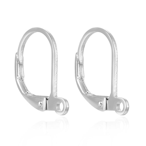 10pcs 925 Sterling Silver Leverback Earring Hooks, Closed Ring, 17mm, SS97-1