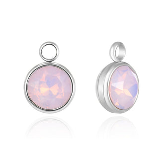 10pcs Grade A October Pink Opal Birthstone Charm Drops, Stainless Steel, Tarnish Resistant, 6mm, CCP32-10
