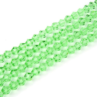 500pcs Creative Club Faceted Bicone Crystal Glass Beads, Peridot Green, 4mm (0.16 Inch) Small Tiny, Hole ID 0.9mm, CCB416
