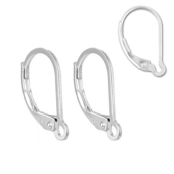 10pcs 925 Sterling Silver Interchangeable Leverback Earring Hooks, Tarnish Resistant Rhodium Plated, 17mm, SS7-3