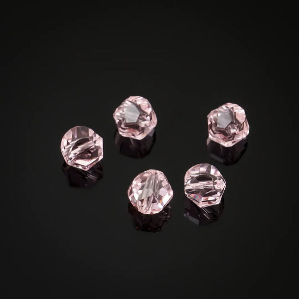 24pcs Adabele Austrian Faceted Helix Spiral Irregular Crystal Beads #5020, Rosaline (Light Pink), 6mm, Hole ID 1mm, SSH-603