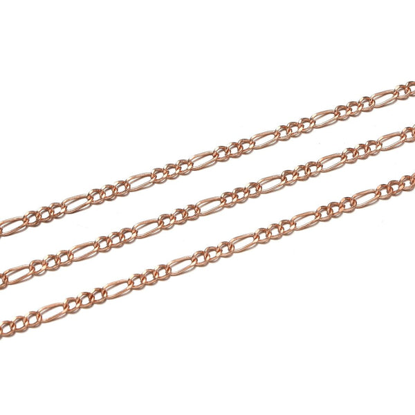 33 Feet Diamond Cut Figaro Copper Chain Link, Bright Coppery, 4.6x2mm, CW10-C1