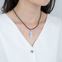 1pc Lab Created White Opal Gemstone Pendant Necklace, 18 Inch Leather Cord Jewelry, GGP-H11