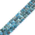Natural Blue Apatite Gemstone Faceted Flat Round Coin Beads, 6mm, Hole ID 1mm, 15 Inch/1 Strand, GZ13-4