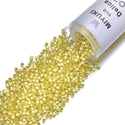 30g Miyuki Delica 11/0 Seed Beads, Translucent Silver-Lined Jonquil DB623