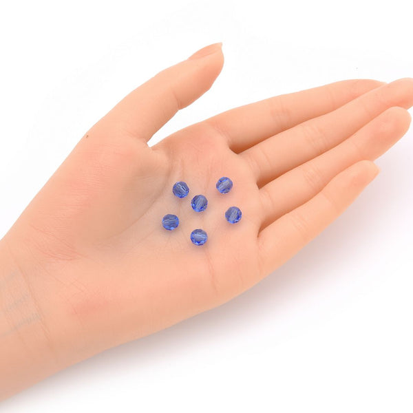 25pcs Preciosa Faceted Round Crystal Beads, Sapphire Blue, 6mm, Hole ID 1mm, Pre-2R613