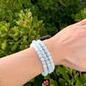 1 Strand Stretch Natural Blue Aquamarine Beaded Gemstone Bracelet, 6mm Beads, Length Selections: 7 inch/7.5 inch/8 inch
