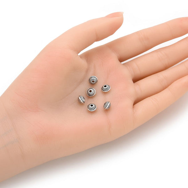 200pcs Small Saucer Rondelle Beads, Antique Silver, 6.8mm, Hole 1.8mm, MC-S5