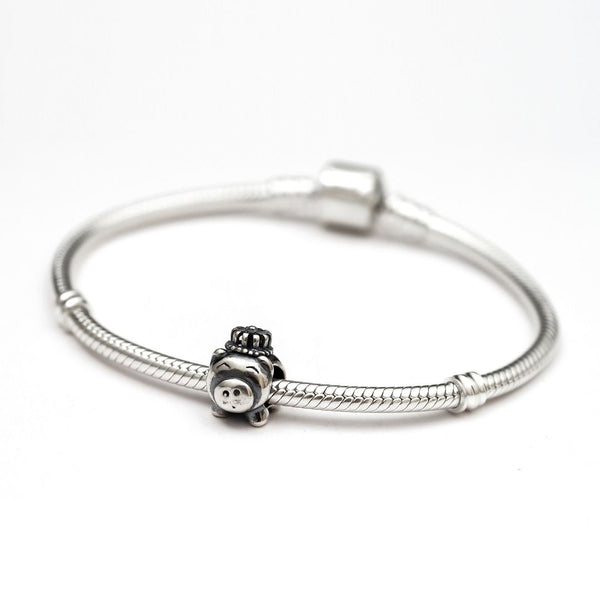 1pc Real Solid Sterling Silver Pig Charm Lucky Chinese Zodiac Bead, Compatible with Pandora All Other Charm Bracelets, EC265