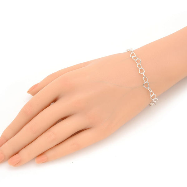 1pc 925 Sterling Silver 6.6mm Heart Link Chain Bracelet, Length Selections: 7 inch/7.5 inch/8 inch