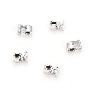 20pcs Ribbon Symbol of Awareness Large Hole Beads, Hole ID 4.5mm, Antique Silver, Zinc Alloy Metal, MEC-C15