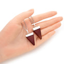 1pc Natural Carnelian Red Agate Triangle Gemstone Pendant Necklace, 18 Inch Surgical Stainless Steel Chain, GGP-A1